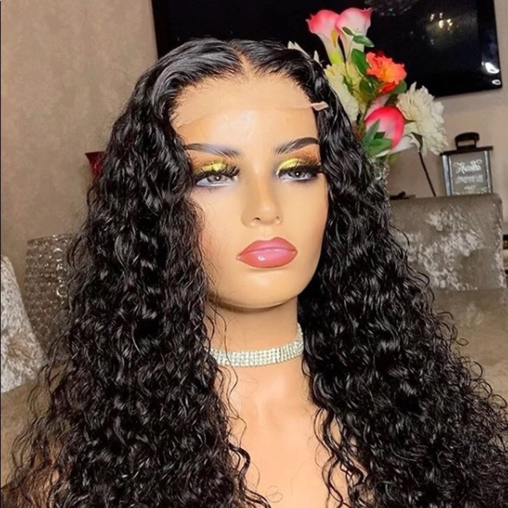 Lace front wig Natural Human Hair Black